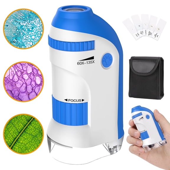 BEBANG Kids Microscope, 60X-135X Handheld Portable Mini Microscope for Study