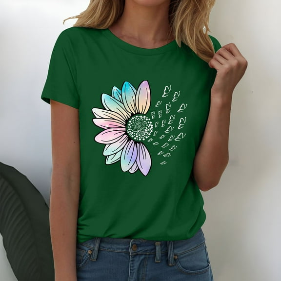 Green Womens Summer Tops Womens Fashion Workout T Shirts Athletic Plus Size Tops Summer Trendy Clothes 2025 Short Sleeve Spring Tee Shirts for Women