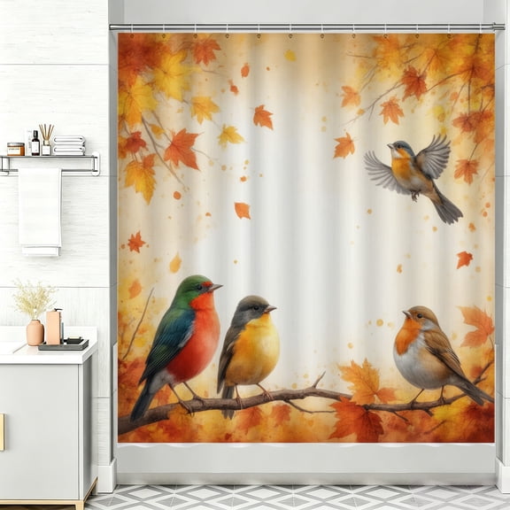Fall Shower Curtains A group of birds sitting on top of a tree branch 72 x 72 Shower Curtain Elegant Shower Curtain