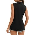 thumbnail image 4 of Womens Summer Tops V Neck Collared Shirts Dressy Casual Ribbed Tank Top Loose Fit Black S, 4 of 8