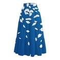 thumbnail image 4 of WTOBBY Women's Floral Print Flowy Flared Maxi Skirt with Ruffle Hem, A-Line Elastic Waist Elegant Tiered Layered Bohemian Long Skirt for Casual Summer Outfits and Beach Parties,Blue L, 4 of 4