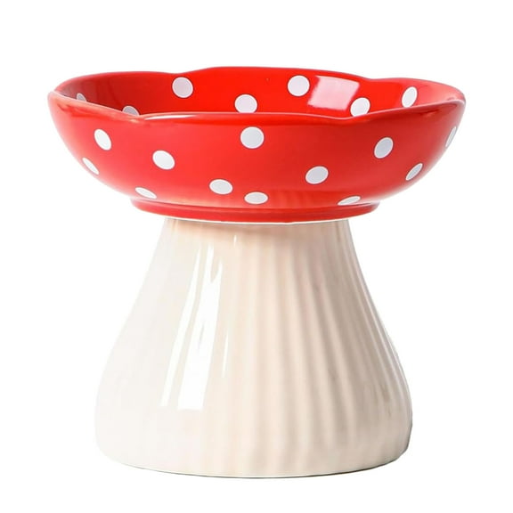 Mushroom Cat Bowl,Whisker Fatigue Cat Bowl,Cute Cat Bowls,Elevated Cat Food Bowl, Lead & Cadmium Free Ceramic Cat Bowls for Food and Water.