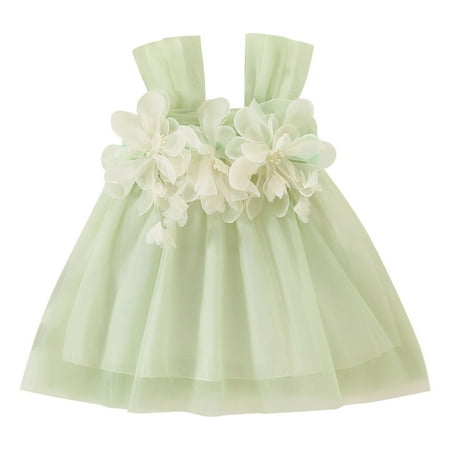 

Sngxgn Toddlers and Baby Girls Dresses Sleeveless Striped Print Frilly Beach Cami Dress Sundress Baby Girls Dresses Green Size 12
