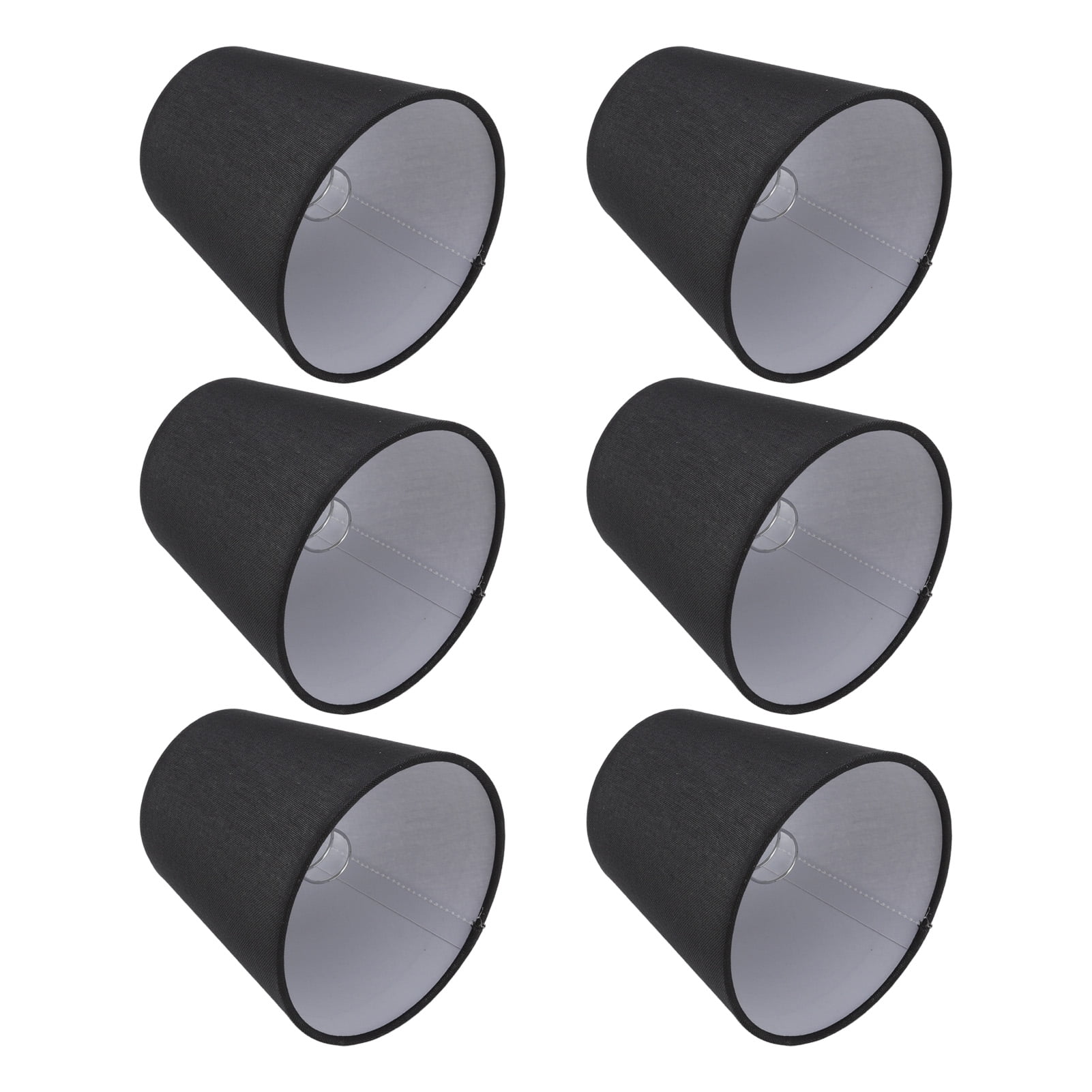 BIMZUC 6 Pieces Black Fabric Lamp Shades Modern Simple Style Iron Small Lampshade for E14 Bulb Table Lamp Floor Lamp Chandelier Wall Light Home Decoration Replacement Shades