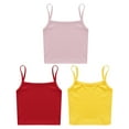 thumbnail image 3 of TiaoBug Girls 3 Pieces Ribbed Camisole Vest Solid Color Sleeveless Dance Tank Sport Crop Top Pink&Yellow&Red M, 3 of 4