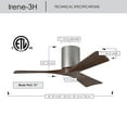 thumbnail image 6 of Matthews Fan Company IR3H-BN-WA-42 Irene 42" Brushed Nickel Hugger Ceiling Fan with 3 Walnut Blades, Remote and Wall Control, Indoor/Outdoor Damp Rated, 6 of 6
