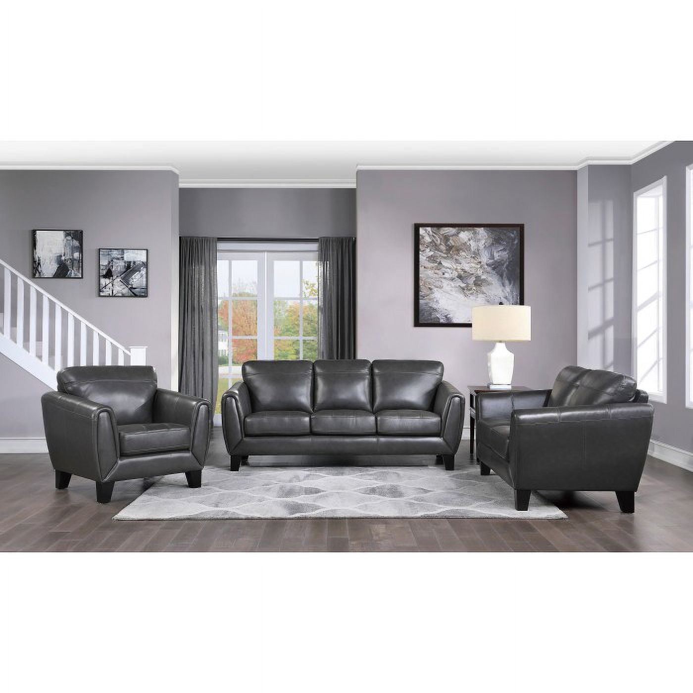 Spivey Collection Classically Cool Dark Gray Leather Sofa