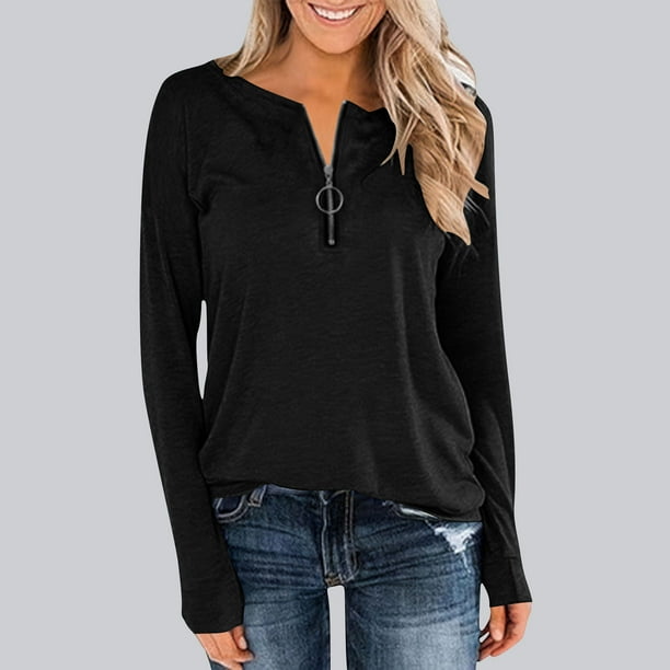 Heisall Womens Casual Shirts Long Sleeve Round Neck Solid Color Blouses 2025 New Fashion