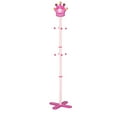 thumbnail image 1 of Qaba Kids Coat Rack Free Standing Wooden Tree Hanger with Crown Modeling Design 8 Hooks for Scarves Hats Clothes Bracelets Bags Gift for Toddler Girl Pink, 1 of 9