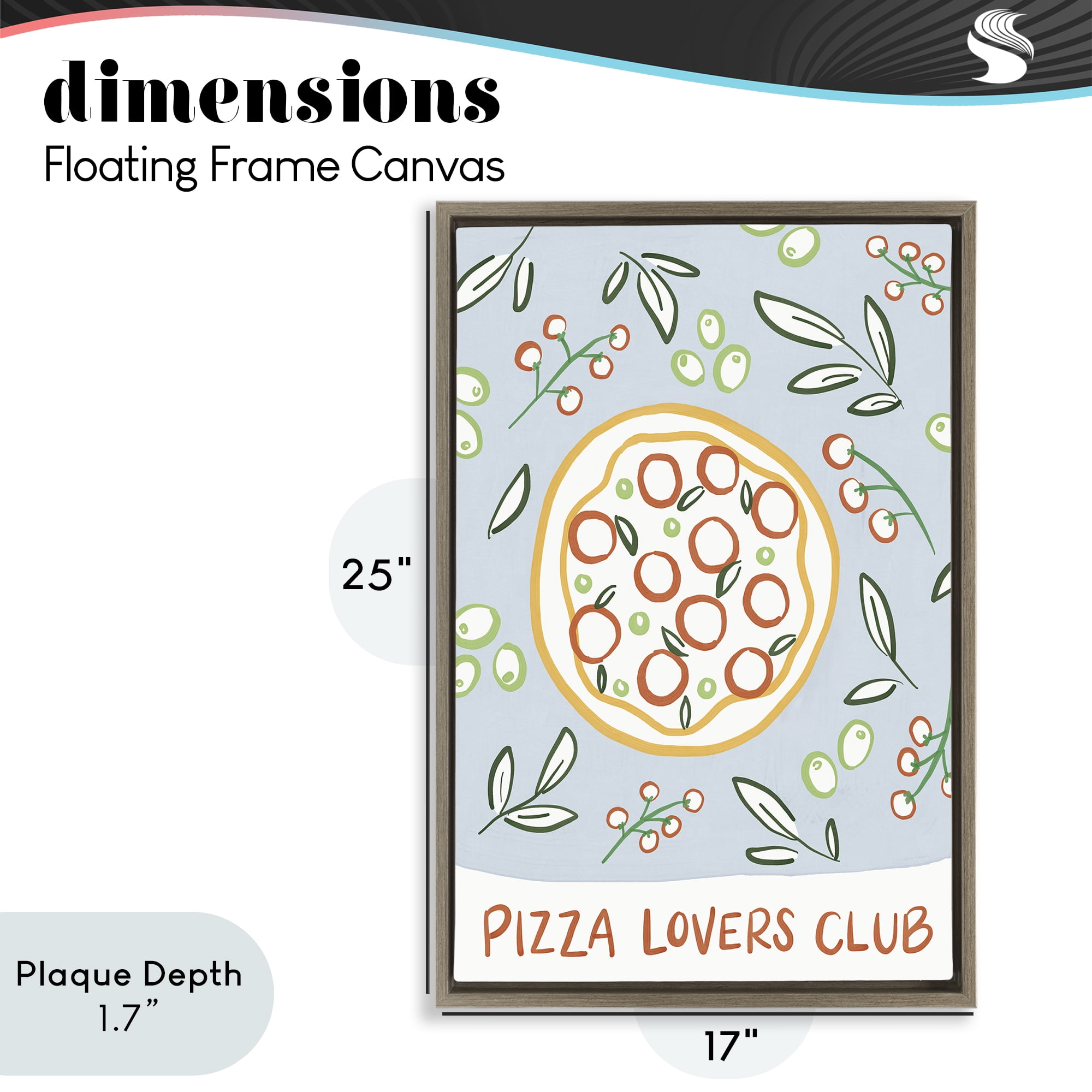 Stupell Industries Pizza Lovers Club Brown Framed Floater Canvas Wall Art, design by Amanda Houston