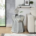 thumbnail image 2 of AUWHALEUS Drum End Table Mirrored with Crystal Inlay, Octagonal Silver Accent Sofa Side Table, Small Low Coffee Table for Living Room Fully Assembled, 2 of 8