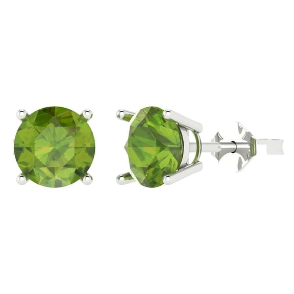 Clara Pucci 3Ct Natural Peridot Round Cut VVS1 Push Back Stud 18k Solid hypoallergenic Gold Designer Earrings For August