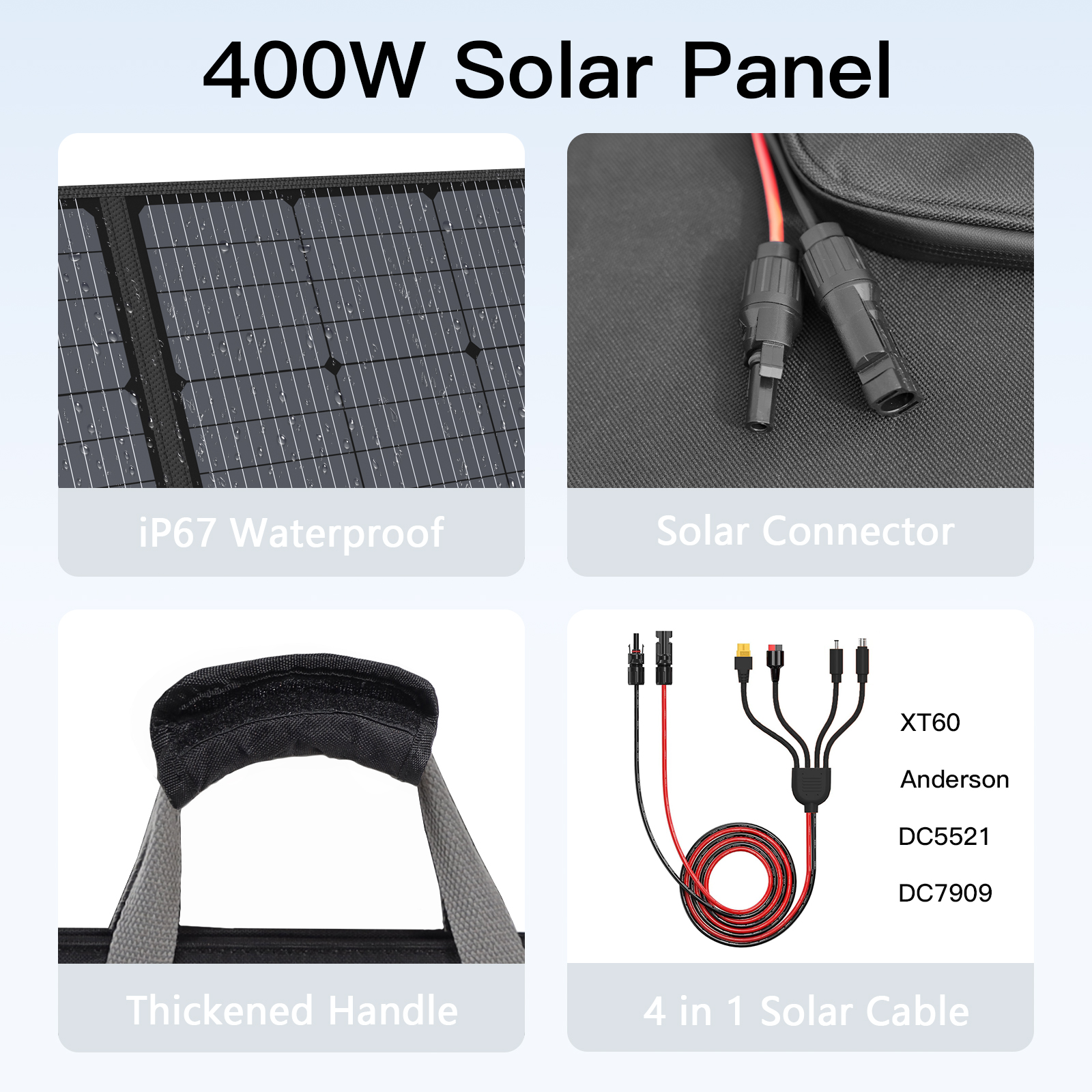 MHPOWOS Portable Solarpanel Kit 400W 31V Foldable Solar Charger with Adjustable Kickstand