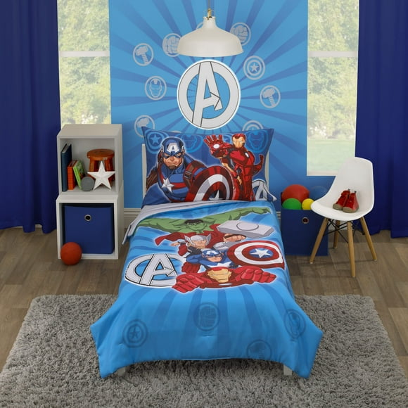Juego de cama para niños pequeños Disney Marvel Avengers Team, 4 piezas