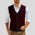 thumbnail image 2 of JTieacloth Sleeveless Sweater Vest Sweater Vest Men's Sleeveless Knitted Vest V Neck Knitted Vest Spring Plain Sleeveless Knitted For Men(Red), 2 of 4