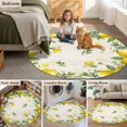 thumbnail image 6 of Round Area Rug 4ft,Vintage Watercolor Lemon Leaf Floral Washable Carpet Non-Slip Runner Accent Rugs Indoor Floor Mat for Bedroom Living Room Decor,Farmhouse Fruit Plant, 6 of 9