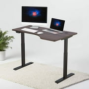 Hi5 L-Shaped (140 x 83cm) Electric Height Adjustable Right Handed Standing Desk for Home Office Workstation (Walnut Color top/Black Frame)