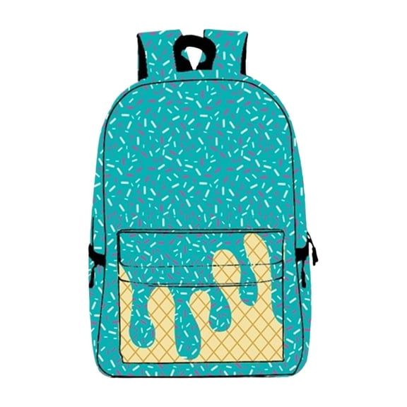 Blue Ice Cream Drip Backpacks, 18.5 inch Cute Bookbag, Personalized Travel Daypack, Summer Waffle Portable Casual Daypack Bags, Laptop Computer Bag, Lightweight Bookbags for Teens Adult