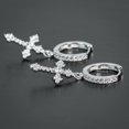 thumbnail image 3 of Hitanshu Jewels 14k White Gold CZ Silver Plated Cross Drop Dangle Huggie Hoop Earrings, 3 of 4
