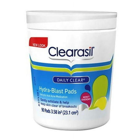 Clearasil Daily Clear Acne Face Pore Cleansing And Hydra Blast Pads - 90 Ea