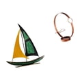 thumbnail image 6 of CoudarTitie Iron Sailboat Wine Bottle Sculpture Tabletop Ornament Decorative Figurine Centerpiece Metal Rack Organizer Storage Display Holder, 6 of 8