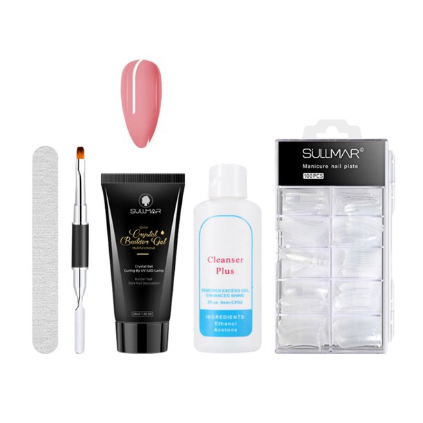 Kit de 5 piezas de gel para extensión de uñas, pincel de gel de doble punta y recogedor de puntas de uñas, gel de uñas con lima de uñas, uñas postizas para kit de inicio de arte de uñas