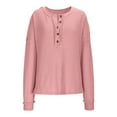 thumbnail image 6 of Maplenight Womens Lightweight T Shirts Waffle V Neck Button Long Sleeve Henley Tunic Tops Solid Loose Casual Pullover Blouses for Fall Winter, 6 of 8