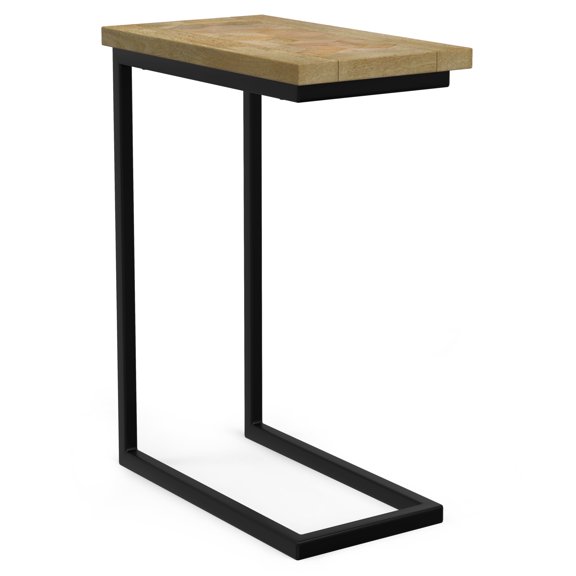 Simpli Home Skyler SOLID WOOD & Metal 20" WD Industrial C Side Table with Inlay in Natural