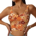 thumbnail image 3 of Goofa Hippie Flower Printed Sports Bras for Women, High Impact Running Bra Workout Crop Tank Tops Longline Sports Bra Push up-Medium, 3 of 9