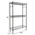 thumbnail image 2 of Clearance! 2Tier Rod Closet Organizer Garment Rack Clothes Storage Hanger Shelf Hooks Black, 2 of 6