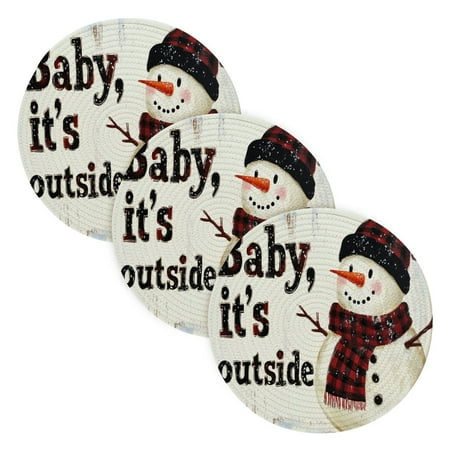 

BZSMCE Mats for Pots Pans Place Cute Snowman with Scarf Simple Style Pattern Pot Mats