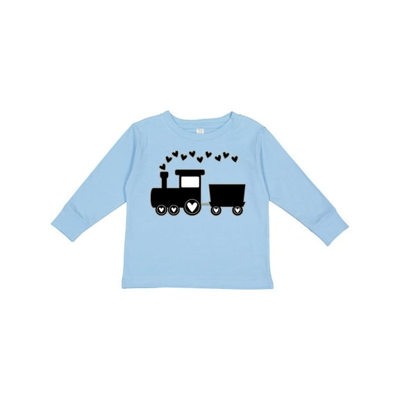 Inktastic Valentines Day Heart Choo Choo Train Boys Long Sleeve Toddler T-Shirt