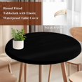 thumbnail image 6 of Black Fitted Tablecloth with Elastic Edged, Round Table Cloth for Dining Table, Pure Black Waterproof Oil Proof Table Cover for Indoor Outdoor 36"-44", 6 of 9
