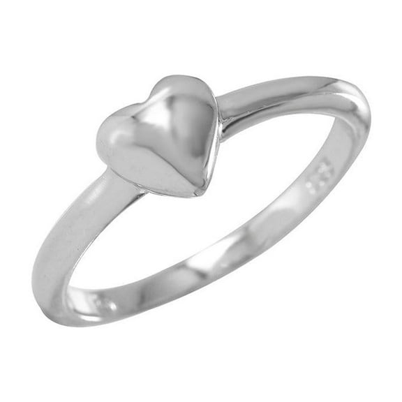 Rhodium Plated Sterling Silver 925 Heart Plain Ring Love Band Jewelry Female Male Unisex Size 5