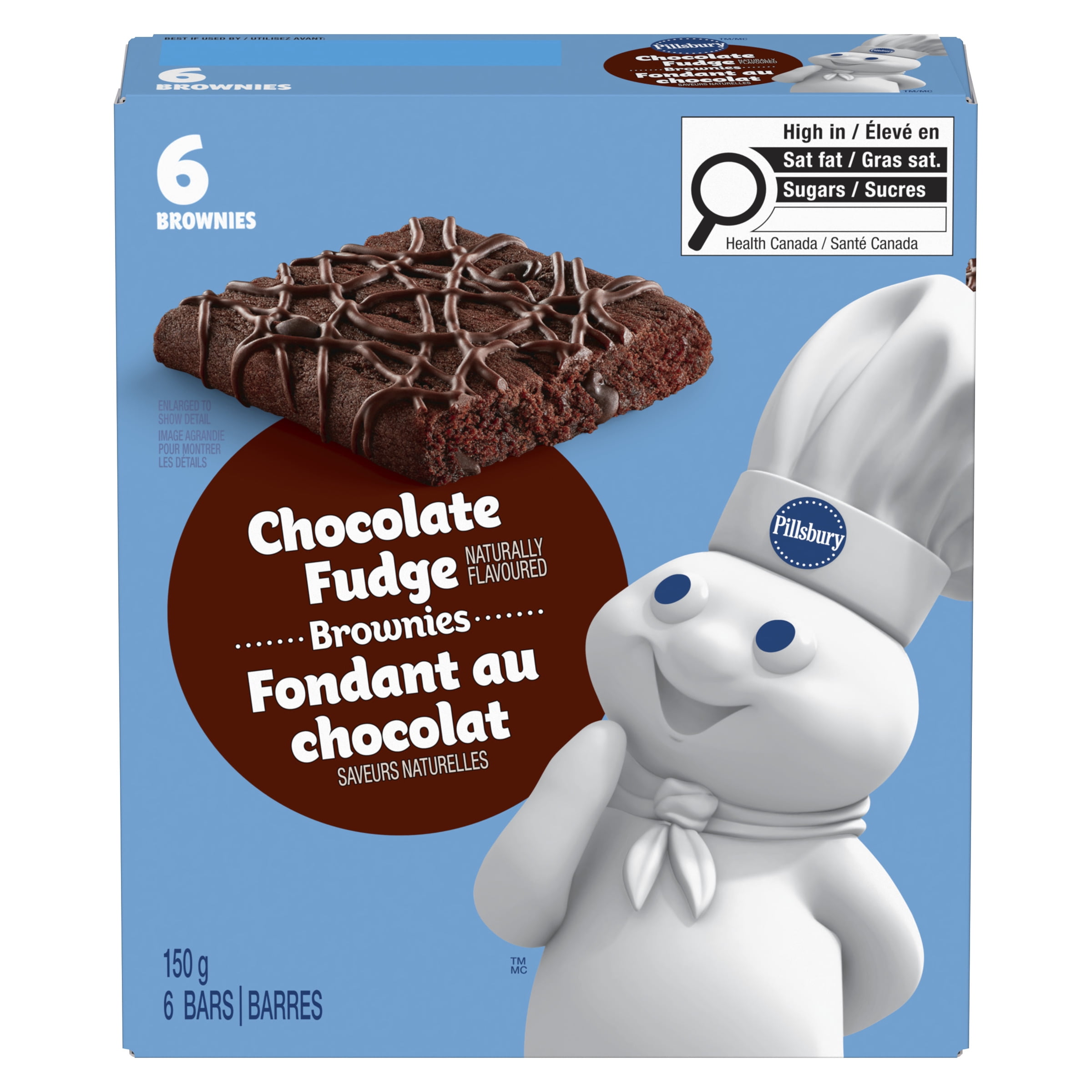 PillsburyMC Brownies Fondant au Chocolat Barres 6 barres, 150 g