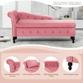 thumbnail image 2 of ACMEASE Velvet Lounge Chair with Storage Button Tufted Right Armrest Lumbar Pillow, Pink, 2 of 7