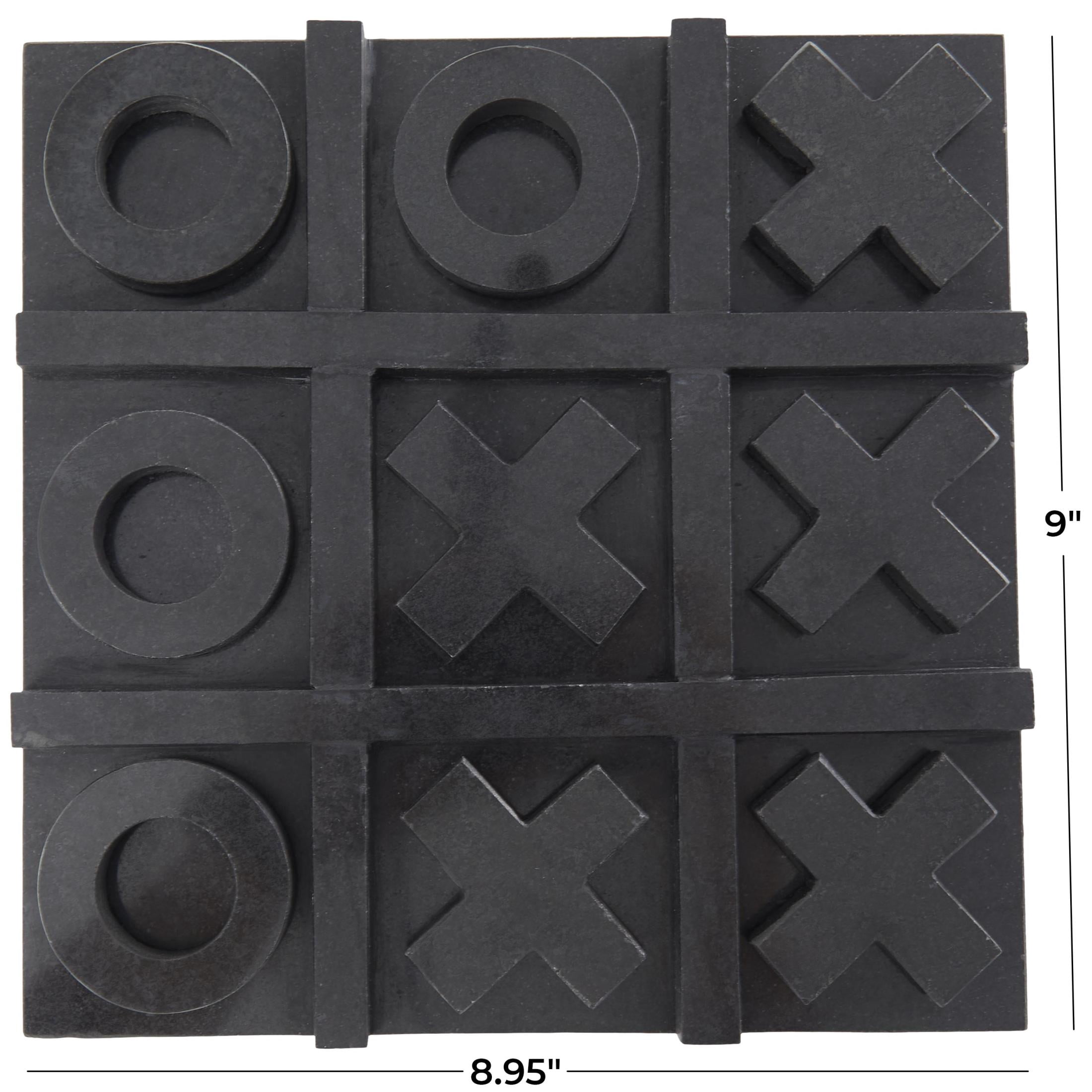 DecMode 9" x 1" Black Marble Tic Tac Toe Game Set, 1-Piece