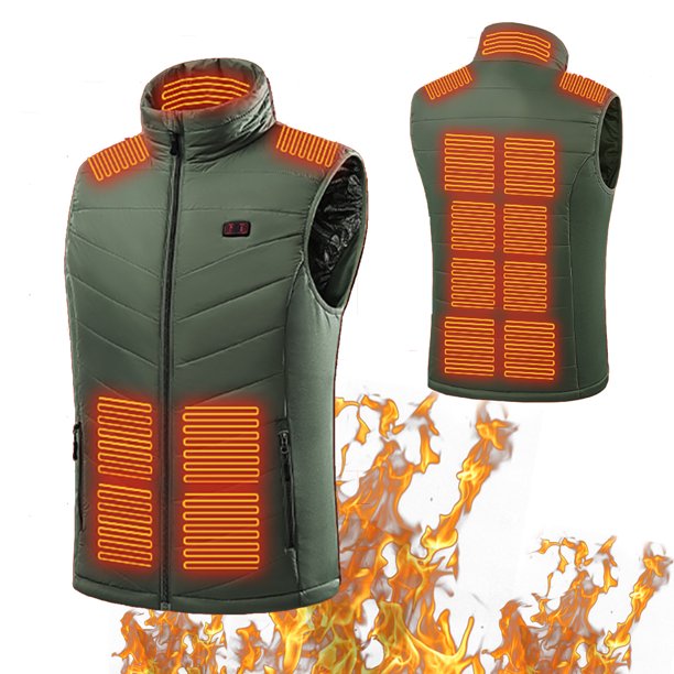 FreshTop Men's Heated Vest, 15 Heating Zones Sleeveless Puffer Jacket Winter Coats, Sizes S4XL