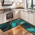thumbnail image 3 of Kitchen Rugs Sets Of 2,Green and Gold Marble Glitter Waves Pattern Anti Fatigue Kitchen Mat Rugs Non Slip Washable,Decorative Kitchen Floor Mats for Kitchen,Sink,Laundry,17"x47"+17"x47", 3 of 5