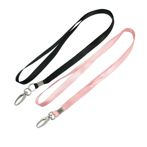 Unique Bargains 2 Pcs Pink Black Nylon Neck Strap Keys Holding Lanyard 16.5'