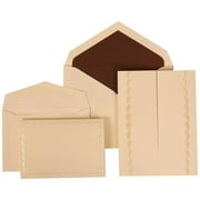 JAM Paper Wedding Invitation Combo Sets, 1 Small & 1 Large, Ivory Card with Brown Lined Envelope and Ivory Garden Tuxedo, 150/pack
