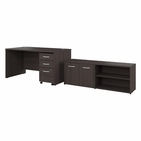 UPC: 0042976186081 | bbf Bush Business Furniture Studio  C 60W x 30D Office Desk with Storage Return and Mobile File Cabinet
