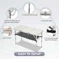thumbnail image 2 of Ktaxon 3' Portable Folding Table with Adjustable Mesh Storage Bag, 3 Level Height Adjustable Camping Picnic Table with Metal Frame & Handle, White, 2 of 9