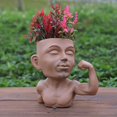 thumbnail image 4 of LOVIVER Face Planter Pot Decorative Collection Vase Creative Resin Face Pots for Brown, 4 of 8