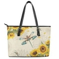 thumbnail image 2 of ZUXONGSY Sunflower Dragonfly Print Handbag for Women Practicality Top Handle Tote Bag PU Leather Laptop Tote Bag with Handle for Shopping Work, 2 of 6