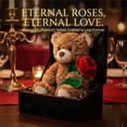 thumbnail image 6 of Guvpev Adorable Teddy Bear Plush with Rose, 9" Soft and Cuddly Stuffed Animal for Girlfriend, Wife, Friends, Anniversary & Graduation Gifts, Tan, 6 of 12