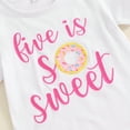 thumbnail image 4 of Toddler Baby Girl Birthday Outfit 1st-5th Sweet Donut T Shirt/Romper Tops and Bell-bottoms/Shorts Pant Set 1 2 3 4 5 Yr Birthday Clothes, 4 of 7
