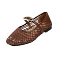 thumbnail image 3 of LTTVQM Mary Jane Shoes Women Woven Hollow Out Closed Square Ballet Flats Dressy Casual Comfortable Work Walking Shoes Brown 40(US-8), 3 of 5