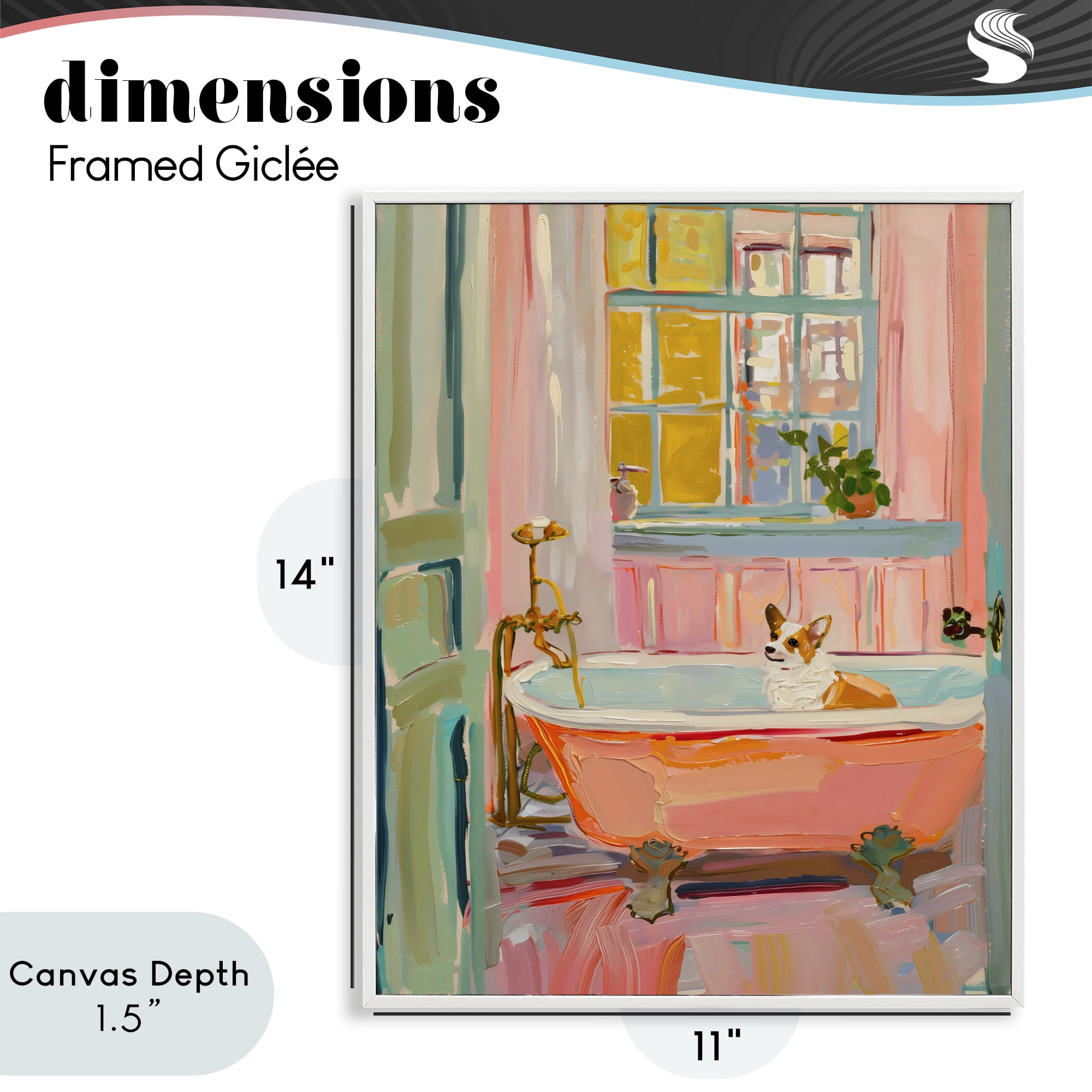 Stupell Industries Corgi in Bathtub White Framed Giclee Art, design by The Prints Vibe