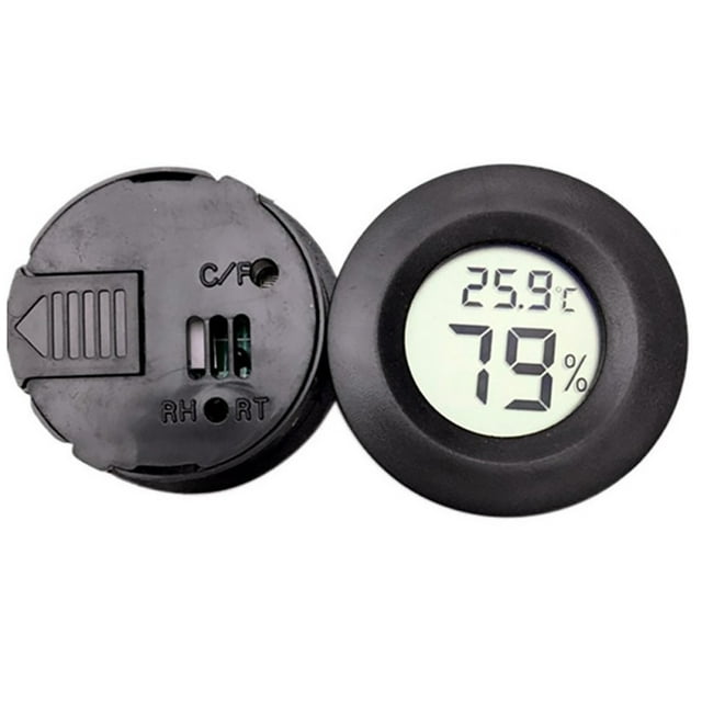 Gifts YYV Mini Fridge Thermometer Digital Lcd Refrigerator Freezer Temperature and Humidity Gauge Round Insert Mount Thermostat Monitor Portable Fridge Humidity Meter